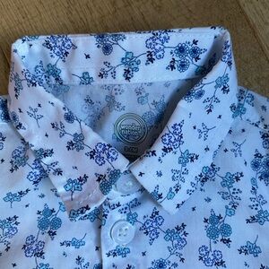Wonder Nation Baby Floral Shirt - White and Blue